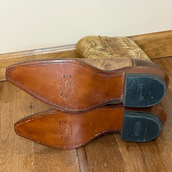 Tony Lama brown leather cowboy boots women’s 9 1/2 made in USA BT 3 - Picture 3 of 16